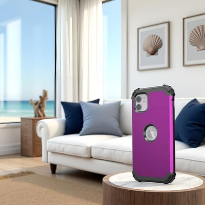 IDweel for iPhone 11 Case with Tempered Glass,Hybrid 3 in 1 Shockproof Slim Heavy Duty Protection Hard PC Cover Soft Silicone Bumper Full Body Case for iPhone 11 6.1 Inch, Navy Purple - color: Navy Purple