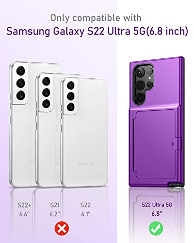 WeLoveCase for Samsung Galaxy S22 Ultra Wallet Case with Credit Card Holder & Hidden Mirror, All-Round Protection Shockproof Phone Cover Designed for Samsung Galaxy S22 Ultra, 6.8 Inch Purple - color: Purple