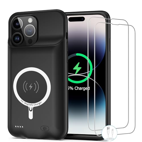 Battery Case for iPhone 14 Pro Max, [12000mAh] Enhanced Portable Protective Qi Wireless Charger Case Battery Pack with CarPlay Wireless Charging Case Compatible for iPhone 14 Pro Max (6.7 inch)-Black - size: iPhone 14 Pro Max