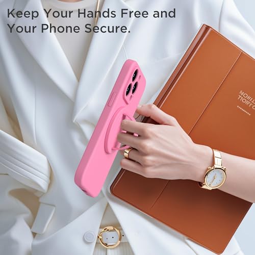 Upgraded Magnetic Phone Grip, Liquid Silicone Soft and Portable, Removable Finger Loop Ring Grip Holder for iPhone, Strong Magnetic Attraction, Compatible with MagSafe Phone Case, Tender Pink - color: Tender Pink