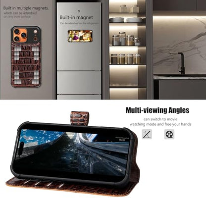 Leather Case Compatible with iPhone 17 Pro Max Wallet 6.9" | Genuine Leather 2-in-1 Magnetic Detachable Shockproof,Flip Folio Cover with Card Slot,Wireless Charging RFID Blocking,Brown - color: Brownness, size: 6.9”-17 Pro Max