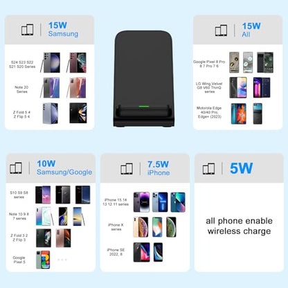 Fast Wireless Charger Stand for Samsung Galaxy S26 S25 S24 Ultra,2Pack 15W