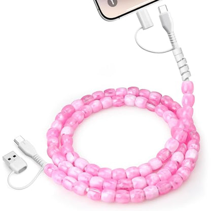 JAKPAK for iPhone Beaded Phone Charger Cord 4 in1 USB Charge Cable 3.3FT - size: 3.3FT/1M