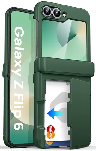 ASAFCASE for Samsung Galaxy Z Flip 6 and Z Flip 7 FE Wallet Case, Green | Card Holder (3 Cards), Hinge Protection & Outer Screen Protector, Shockproof Rugged & Full Body Protective Wallet Cover 5G - color: Green, size: Galaxy Z Flip 6
