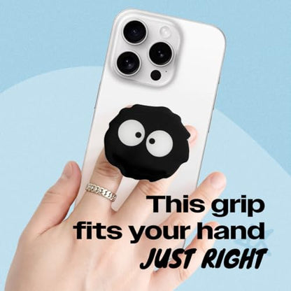 On The Grip Cute Cartoon Briquette Acrylic Multi Functional Collapsible Expandable Mobile Phone Grip & Kickstand (Black) - color: Black