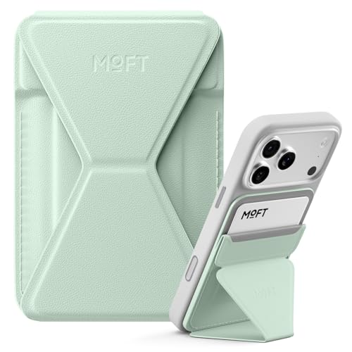 MOFT Magnetic Wallet Stand Compatible with iPhone 18/17/16/15/14/13 Series, Angle Adjustment Magsafe Compatible MOVAS Phone Stand - color: Peppermint, size: Standard