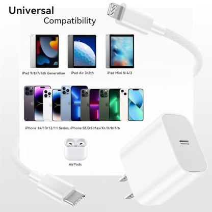 20W Fast Charger for iPad 9th/8th/7th/6th Generation, Apple MFi Certified - size: 1Pack 6FT