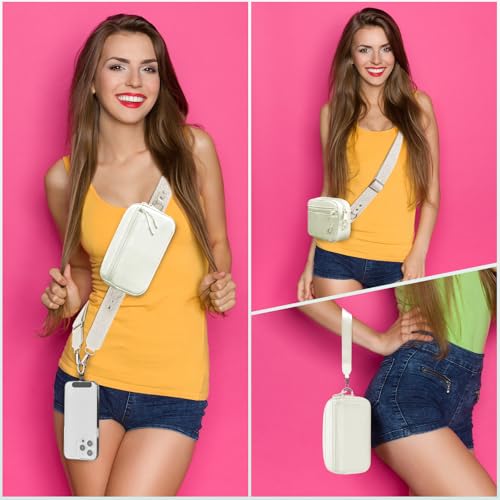 YFWE Clip and Go Strap for Phone with Wallet Crossbody, Adjustable Phone Lanyard with Detachable RFID Wristlet Wallet, Pattern Strap - Cream (L) - color: Cream-pattern Strap, size: Large