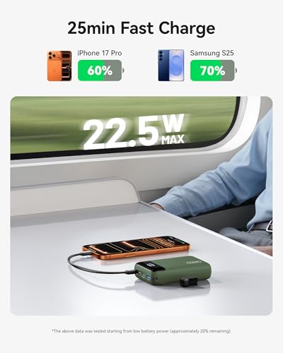 INIU Portable Charger, Smallest 20000mAh 22.5W Fast Charging Power Bank - color: Green