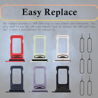 Dual 6 Color for iPhone 12 SIM Card Tray Holder Replacement with SIM Ejector SIM Card Slot White Black Blue Red Purple Green a Set for iPhone12 A2172 A2402 A2404