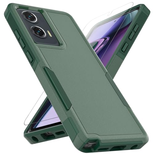 for Moto G Stylus 5G 2024 Case: Dual Layer Protective Heavy Duty Cell Phone Cover Shockproof Rugged with HD Screen Protector - Military Protection Bumper Tough - Motorola G Stylus 5G 2024, Dark Green - color: Dark Green (PC) + Dark Green (TPU)