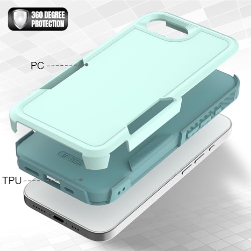 for iPhone 16E / iPhone 17E Case: Dual Layer Protective Heavy Duty Cell Phone Cover Shockproof Rugged with HD Screen Protector - Military Protection Bumper Tough - for iPhone 16E / 17E, Mint Green - color: Mint Green (PC) + Mint Green (TPU)