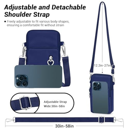 YINHEXI Small Crossbody Bags for Women Trendy, Mini Triple Compartment Cell Phone Crossbody Wallet Purses - color: Dark Blue-2