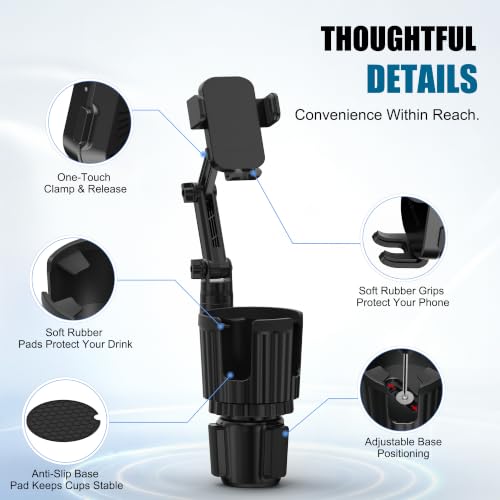 SAGRUILA 2-in-1 Cup Phone Holder for Car with up to 15W Wireless Charging