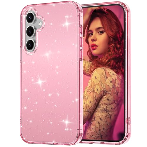 Glitter Case for Samsung Galaxy A16 5G Case, Bling Glitter Shockproof Phone Case for Galaxy A16 Case, Anti-Yellowing Clear Glittering Protective Case for Women and Girls (Pink) - color: Pink, size: A16