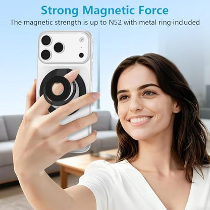 Magnetic Phone Grip, Foldable MagSafe Cell Phone Ring Holder Stand - color: black