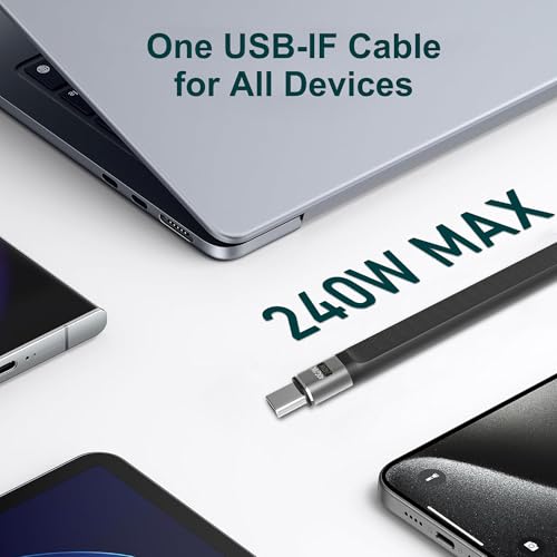 Short USB C Cable with Keychain Total 2-Packs, (5inch) Thunderbolt 4 USB 4 Cable with 40Gbps Data Transfer 240W PD Fast Charging 8K@60Hz, Compatible for iPhone17 Pro Max