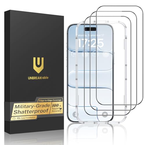UNBREAKcable for iPhone Air Screen Protector, 3-Pack Full Coverage Tempered Glass [Military Grade Shatterproof] [9H Hardness] [Easy Installation] [Bubble Free] [99.99% HD Clear] for iPhone Air 6.5" - size: iPhone Air