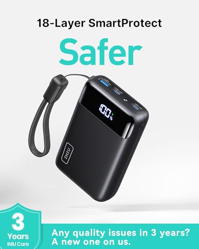 INIU Portable Charger, Smallest 20000mAh 22.5W Fast Charging Power Bank - color: Black
