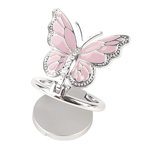 Phone Ring Holder Finger Kickstand, Bling Metal Cute Butterfly Cell Phone Ring Stand Grip Turns 360° Rotation Adjustable Sparkle Phone Grip Compatible with iPhone, Samsung, All Smartphone - color: Pink