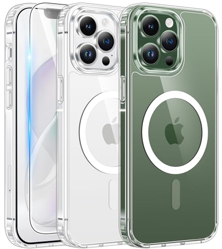 FNTCASE for iPhone 13 Pro Case Compatible with Magsafe Clear Phonecase | Screen Protector, Military Grade Drop Protection, Slim Magnetic Phone Cases, Shockproof Bumper, Transparent Cell Cover - color: A-Clear, size: For Iphone 13 Pro 6.1 Inch