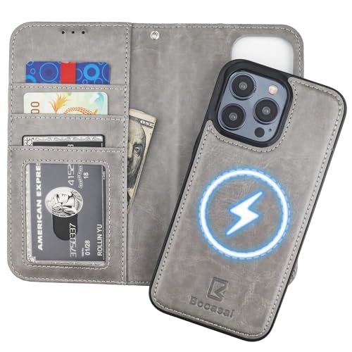 Bocasal for MagSafe Wallet Case Card Holder for iPhone 15 Pro Max Grey - color: Gray for MagSafe
