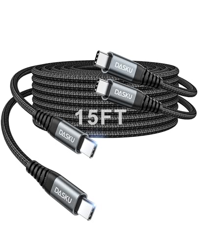Extra Long USB C to USB C Cable 100W 15ft 2Pack Charger Cable Fast Charging - color: Black, size: 15FT 2Pack, style: 100W USB C to USB C