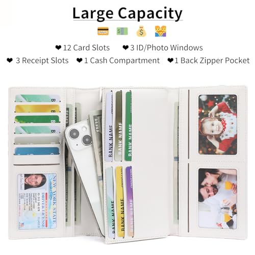 GOIACII Women's Wallet RFID Blocking Large Capacity Card Holder Ladies Phone Clutch Travel Long Purse Whale Print - color: Z02 Whale Print White