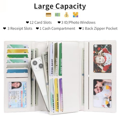 GOIACII Women's Wallet RFID Blocking Large Capacity Card Holder Ladies Phone Clutch Travel Long Purse Whale Print - color: Z02 Whale Print White