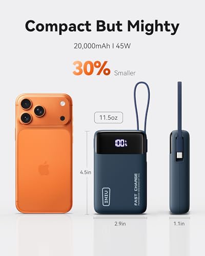 INIU 20000mAh Portable Charger, Smaller 45W Fast Charging Travel Power Bank - color: Blue, size: 20000mAh