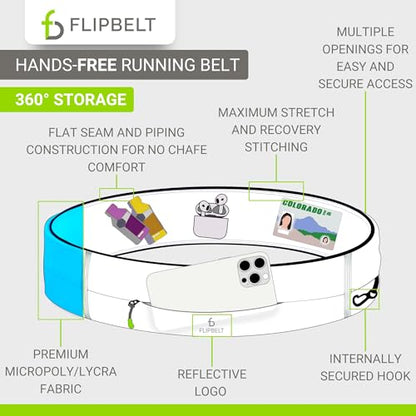 FlipBelt Zipper Running Belt, Waist Pack for Fitness and Running, US Company - color: Reflective Black, size: Large