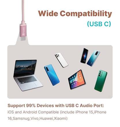 Hmusic USB C Wired Sleep Earbuds, 2g Lightweight Earphones for Side Sleeper - color: Pink, size: USB-C