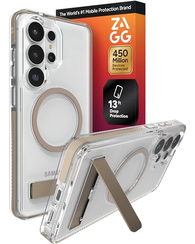 ZAGG Santa Cruz Snap Samsung Galaxy S26 Ultra Case with Kickstand - Titanium Gray, Magnetic Crystal Clear Protective Phone Cover, 13ft Drop Protection, Graphene Reinforced, Slim Case with Stand - color: Titanium Gray, size: Samsung Galaxy S26 Ultra