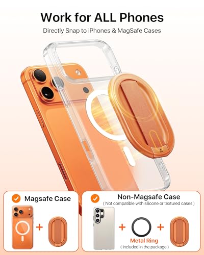 andobil [2026 Woven Comfort] Magnetic Phone Grip for MagSafe w/Finger Strap - color: Orange