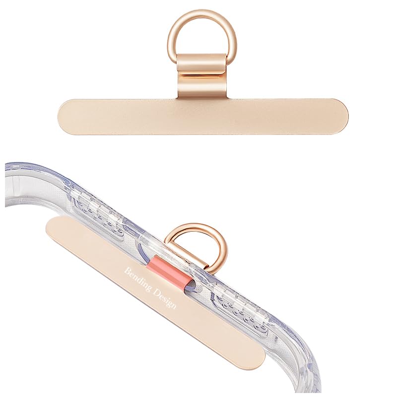 Phone Tether Tab,Ultra-thin 0.2mm Bending Design Universal Stainless Steel Phone Lanyard Tab Without Adhesive,Metal Phone Lanyard Replacement Patch for Cell Phone (Gold) - color: B