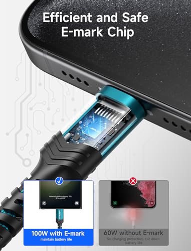 JSAUX 100W USB C to USB C Cable, 2-Pack 6.6FT, 5A Fast Charging, Green - color: Green, size: 6.6 ft+6.6 ft