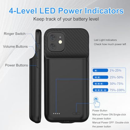 Battery Case for iPhone 14 Pro(6.1inch), Powerful 13800MAH Ultra-Slim Battery Charging Case