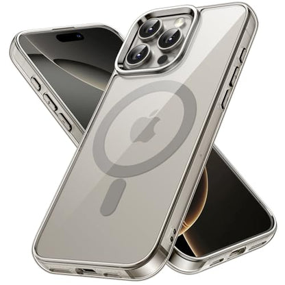 JETech Magnetic Case for iPhone 16 Pro Max 6.9-Inch Compatible with MagSafe, Shockproof Phone Bumper Cover, Anti-Scratch Clear Back (Natural Titanium) - color: Natural Titanium, size: iPhone 16 Pro Max
