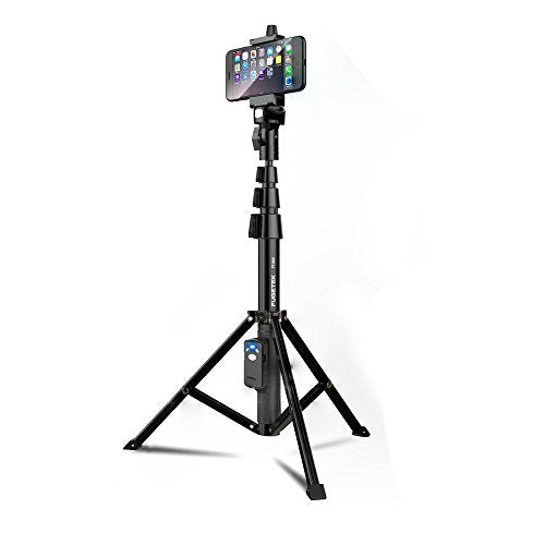 Fugetek 62" Professional Selfie Stick Tripod, 100% All Aluminum Stick & Legs, Lightweight, Detachable Bluetooth Remote, Portable All in One, Compatible with iPhone & Android, Non Skid Feet, Black - style: Tripod
