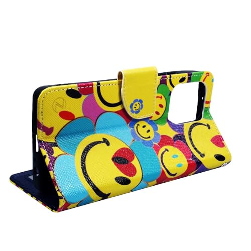 Zase for Motorola Moto G Power 5G (2025/2026) Wallet Phone Case Purse Protective Premium PU Leather Magnetic Closure w/Kickstand ID Card Slot Wrist Strap Cute Design (Smiley Face) - color: Smiley Face