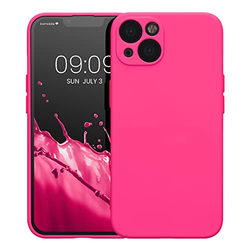 kwmobile Case Compatible with Apple iPhone 13 Case - Protective Slim TPU Cover with Soft Matte Finish - Neon Pink
