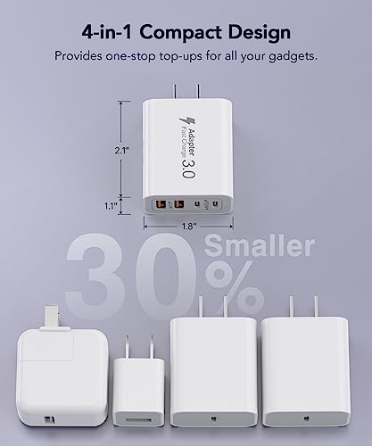 3 Pack Fast Charging Block, 40W 4-Port Charger Cube Power Brick Plug Box Base Adapter for iPad/Pro/Mini, Compatible with iPhone 13/14/15/16/17,Galaxy, Motorola,Sony, Google Pixel, Tablet - color: 3 Pack White