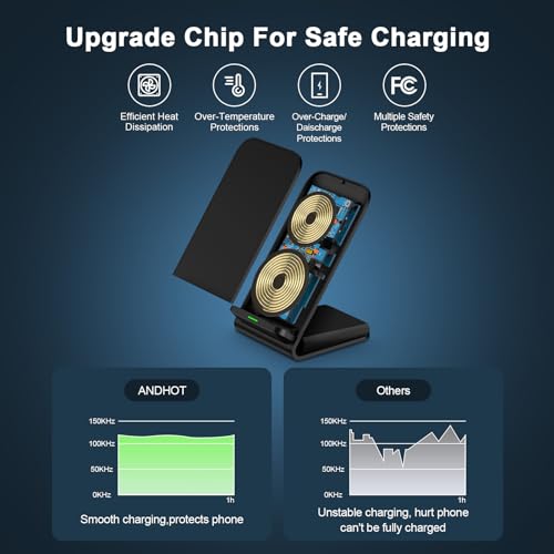 15W Wireless Charger Stand Fast Charging Desk Wireless Charging Station - color: Black