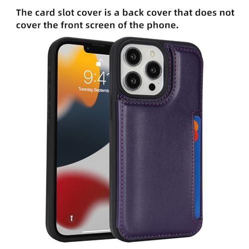 iCoverCase Compatible with iPhone 13 Pro Case with Card Holder, Wallet Phone Case for Women Men RFID Blocking PU Leather Protective Case 6.1 Inch (Dark Purple) - color: Dark Purple