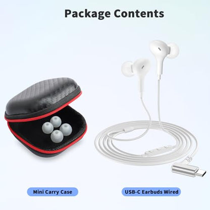 USB C Headphones Earbuds Wired for iPhone 17 18 Pro Max 16 16e/iPad - color: White