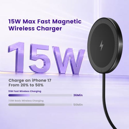 15W Magnetic Fast Charging Pad, Wireless Charger for Apple MagSafe - color: Black*3