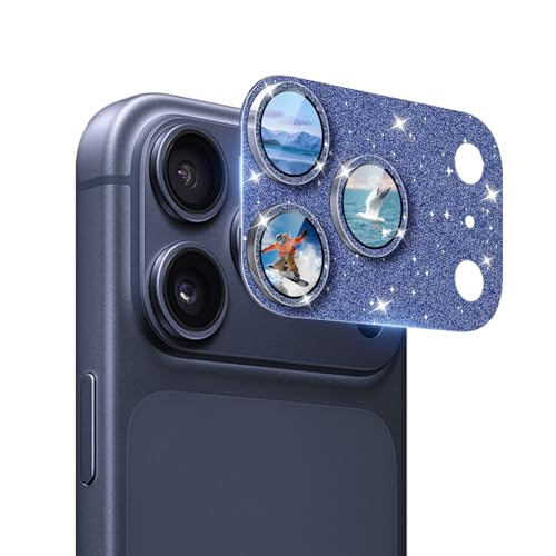 1 Pack Compatible for iPhone 17 Pro Max Camera Lens Protector Glitter, Bling Anti-scratch 9H Tempered Glass Lens Cover & Easy Installation iphone 17 Pro Max Camera Protector-Blue - color: Glitter-Blue, size: iPhone 17 Pro Max