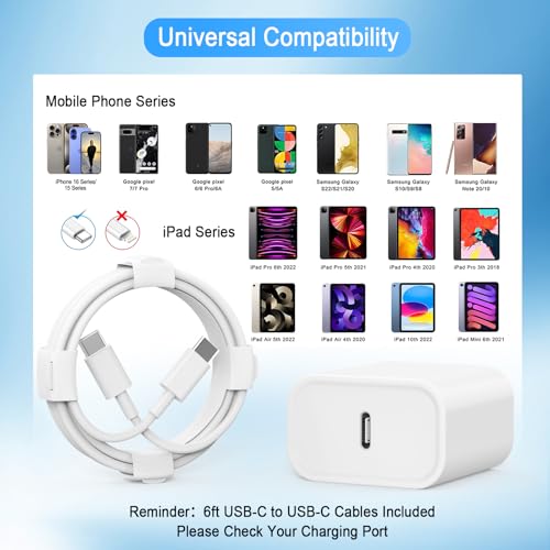 iPhone 17 16 15 Charger, USB C Charger, 4Pack Fast Wall Charging with Cable - size: Single Port 4 Pack