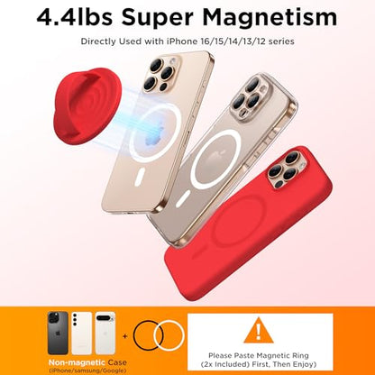 Magnetic Phone Grip for MagSafe, Silicone Ring Grip, Red - color: Red