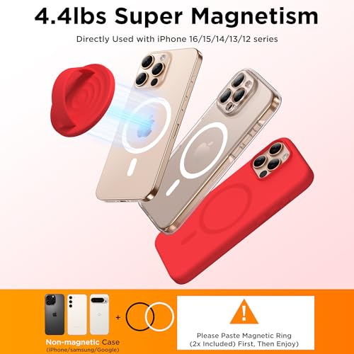 Magnetic Phone Grip for MagSafe, Silicone Ring Grip, Red - color: Red